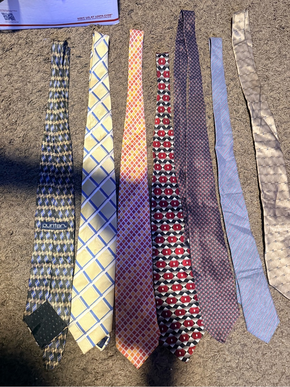 Puritan Men's Blue and Yellow Patterned Tie Set lot 1